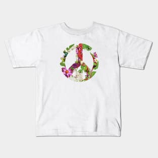 Tropical Pink Flamingos Peace Sign Kids T-Shirt